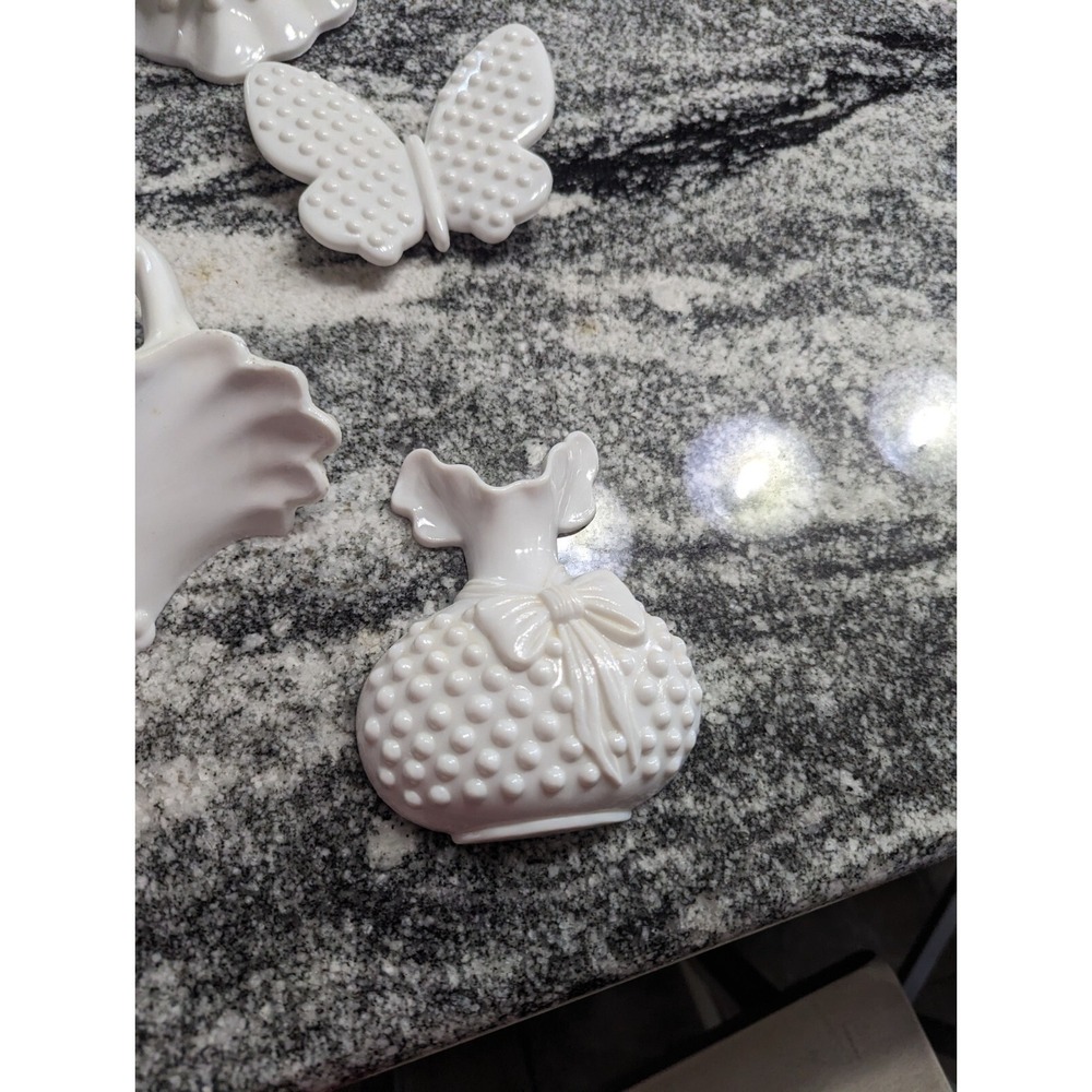 Vintage Burwood Grand Island Accessories Cottage 8pc White Hobnail Grouping Lot - Picture 5 of 16